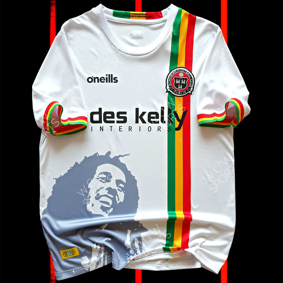 ボヘミアンFC 2018/19アウェイユニbob marleyコラボ Sサイズ Bohemian Forced to Scrap Bob Marley Kit - New Design Revealed